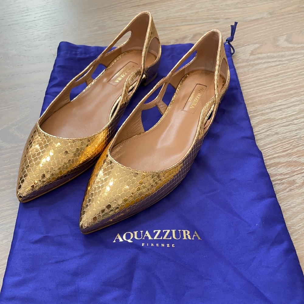 New Forever Snake Embossed Pointed Toe Flat 35.5 (runs large)